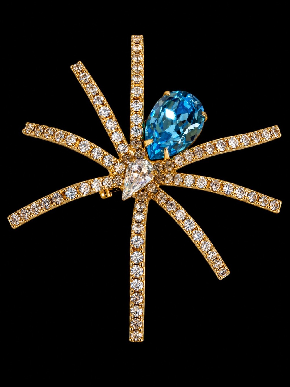 Gold tone crystal Spider brooch pendant